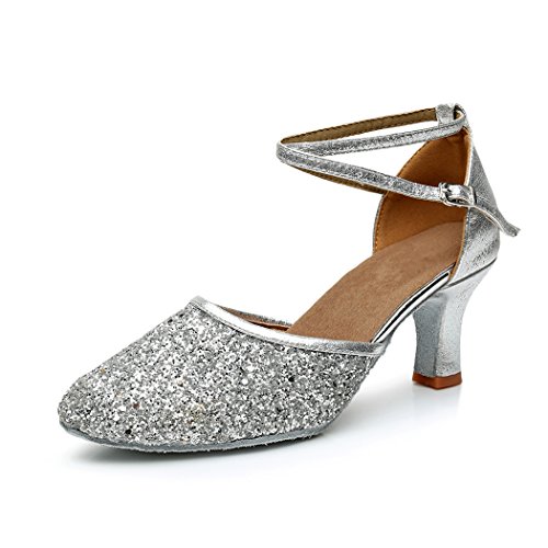EZILITA Tn-098 Scarpe Da Ballo Latino Donna, Stivaletti Con Tacco 9,5 Cm E Suola In ABS