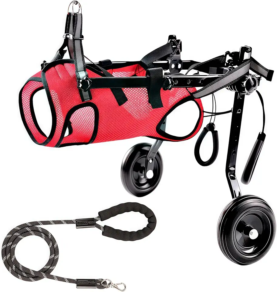 Carrello regolabile per cani disabili con ruote silenziose, imbracatura traspirante e design leggero in lega di alluminio, progettato esclusivamente per cani