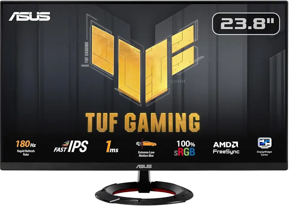 ASUS TUF Gaming VG249Q3R Monitor 23,8", Full HD IPS (1920x1080), 1 ms (GTG), 180Hz, Tecnologia Extreme Low Motion Blur, FreeSync, 100% sRGB, Nero