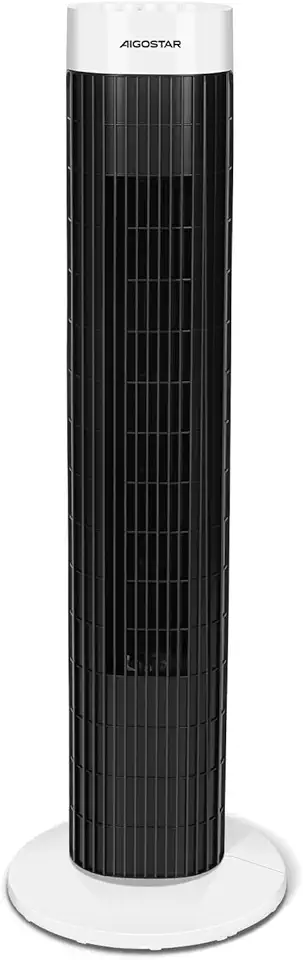 Aigostar Ben 33JTS Ventilatore a torre digitale con timer. 3 modalità di velocità e motore da 45W. Oscillazione a 85°. Altezza di 76cm e cavo da 1,8M
