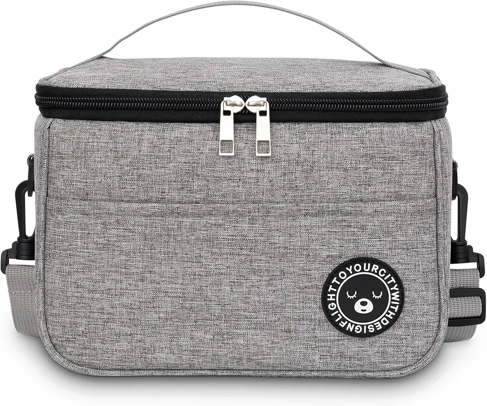 BALIGO Borsa Termica Porta Pranzo 6.4L, Borsa Termica Aggiornato, Borsa Frigo, Borse Termiche Porta Pranzo, Borsa Pranzo Portatile, Borsa Frigo Pranzo Ufficio Viaggio Picnic (Grigio - 6.4L)