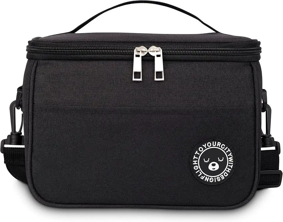 BALIGO Borsa Termica Porta Pranzo 6.4L, Borsa Termica Aggiornato, Borsa Frigo, Borse Termiche Porta Pranzo, Borsa Pranzo Portatile, Borsa Frigo Pranzo Ufficio Viaggio Picnic (Nero - 6.4L)