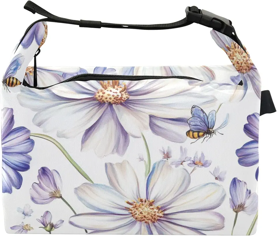Beauty Osteospermum Borsa per il pranzo bianca per ragazze eco-friendly ragazzo portapranzo per lavoratori edili