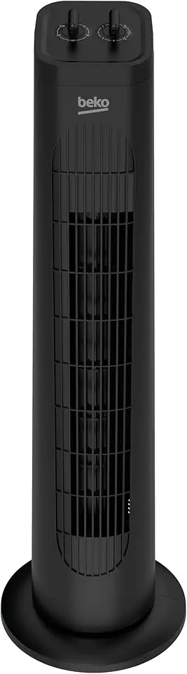 Beko EFW5300B Ventilatore a Torre Meccanico, 35W, 3 Velocità, Oscillazione 60°, Timer 2h, Nero