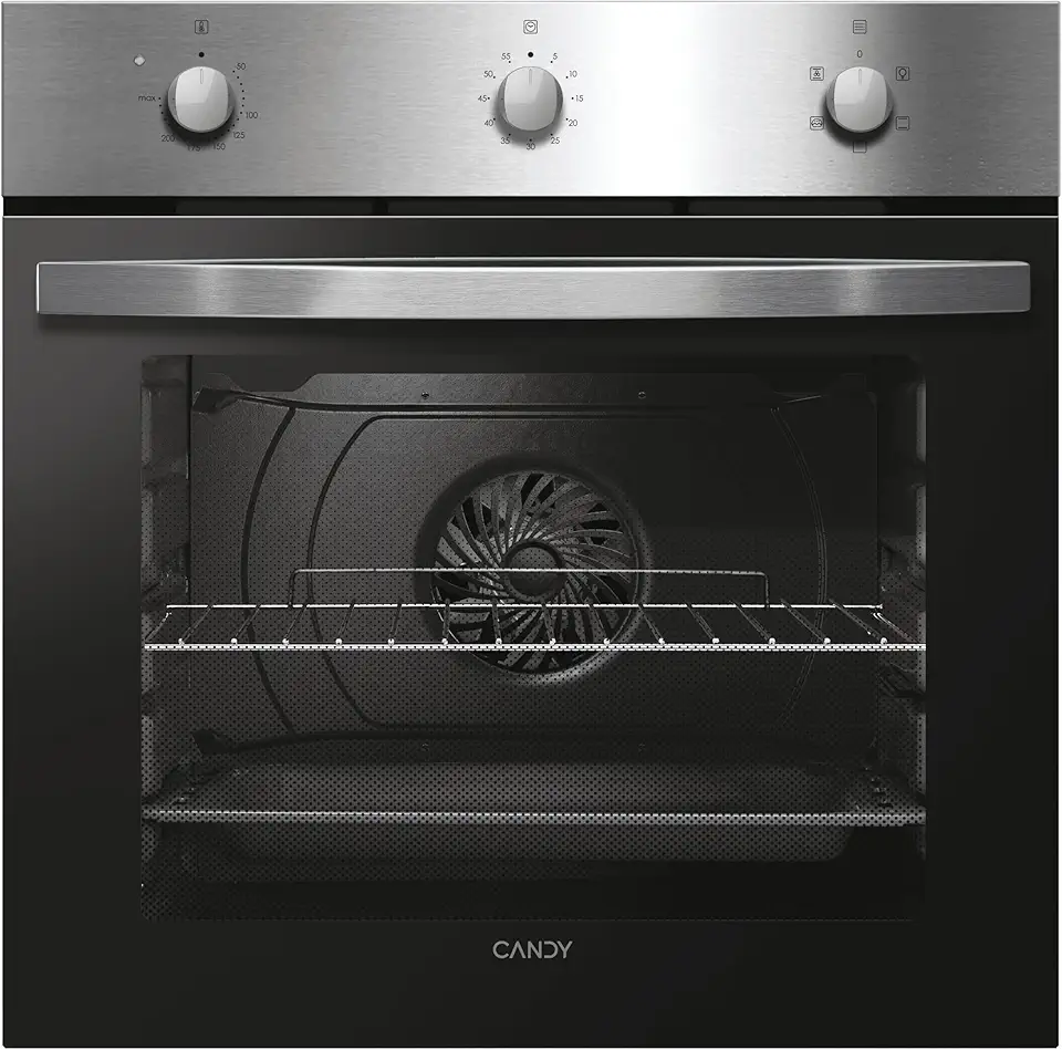 Candy Idea Forno Elettrico da Incasso Ventilato, 65 Litri, Classe A, 5 Modalità di Cottura, Rivestimento Anti-Impronte, 59,5 x 59,5 x 58,8 cm, Inox e Nero - FIDC X502