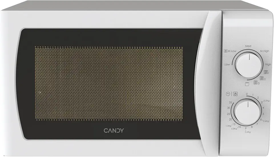 Candy Idea Forno a Microonde con Grill, 20 Litri, 700W, 5 Livelli di Potenza, Programma Defrost, Timer e Segnale di Fine Cottura, Libera Installazione, 43,95 x 35,75 x 25,82 cm, Bianco - CMG20SMW