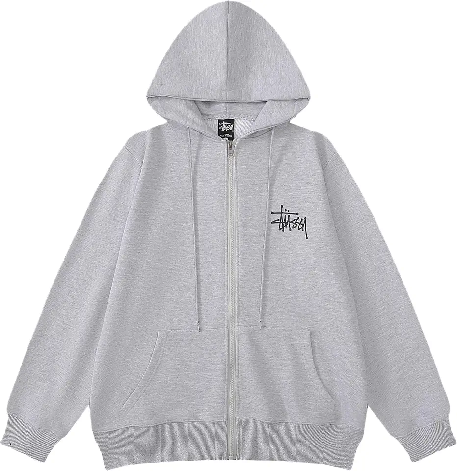 FDHESOO Felpa Uomo con Cappuccio Stuss-y Lettere Stampate con Zip da Donna Uomo Felpa Cotone Streetwear Pullover Giacche Casual Adatto per Stagione Primaverile E Autunnale