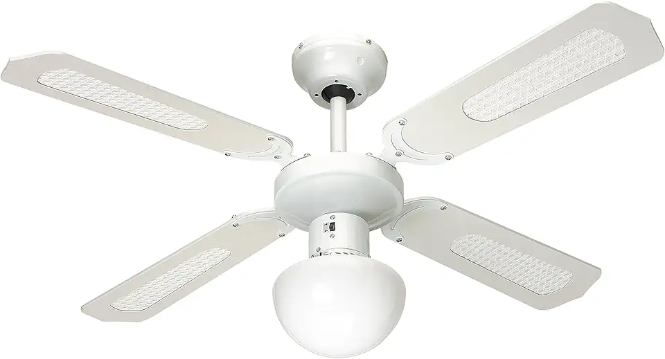Farelek Bali 112420 Ventilatore da soffitto, 107 cm, Bianco