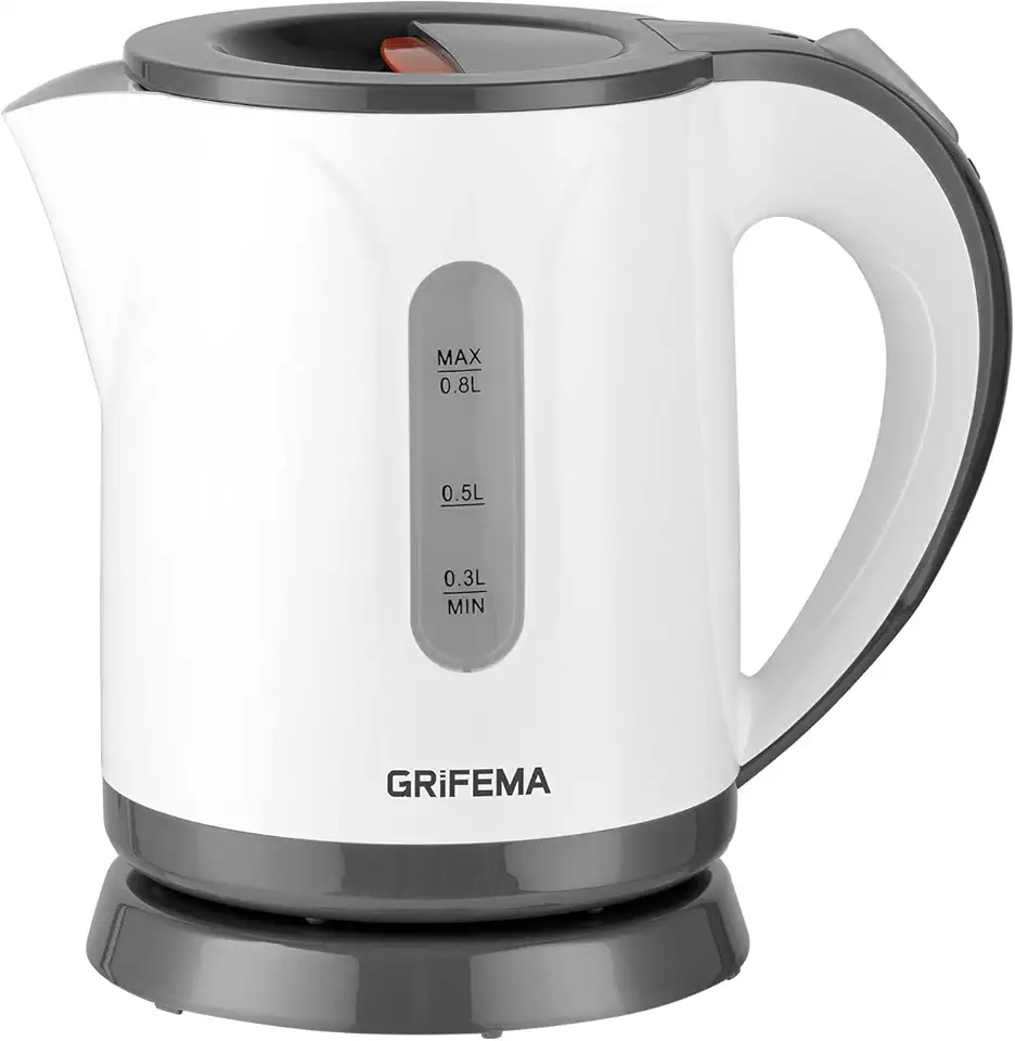 GRIFEMA GC1001, Bollitore elettrico 1100 W /0.8 litri, con Filtro Anticalcare e Spegnimento automatico bollitore acqua, plastica con Base di rotazione a 360°