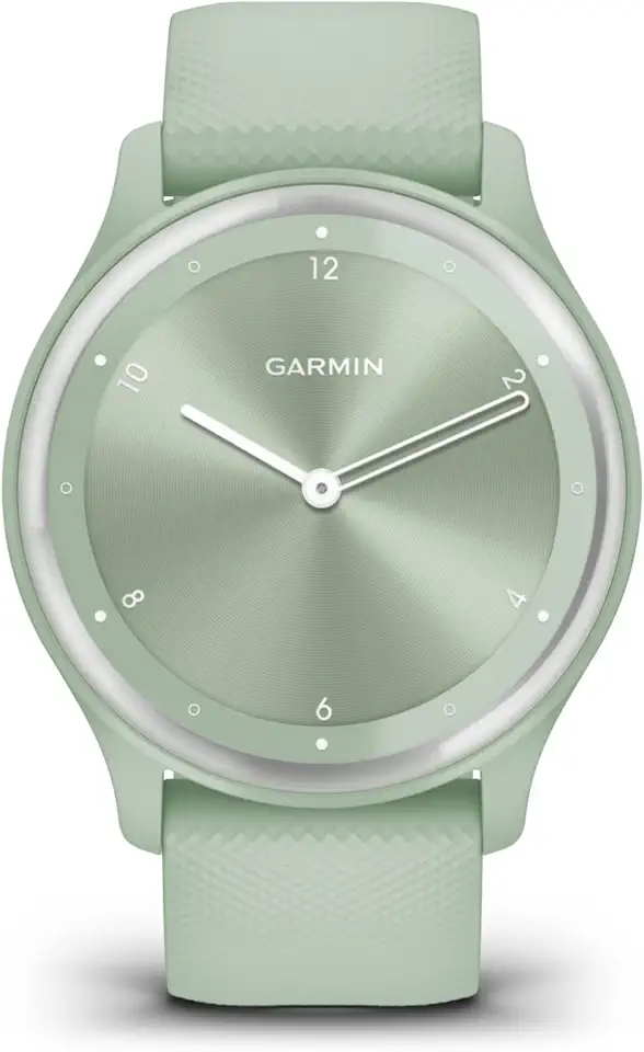 Garmin vívomove Sport, Smartwatch ibrido, Cassa 40mm, Touchscreen OLED e Lancette, Cardio, SpO2, GPS connesso, Monitoraggio 24/7, Notifiche, Calendario, SMS emergenza (Agave Mint) (Ricondizionato)