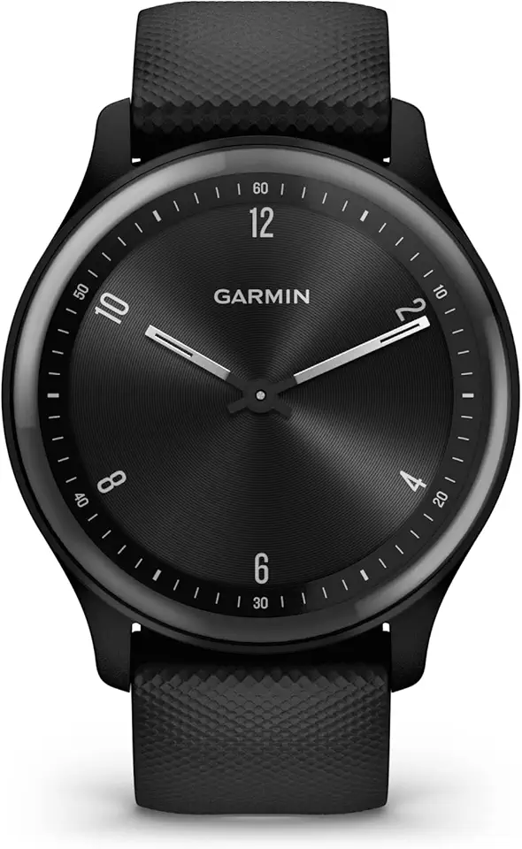 Garmin vívomove Sport, Smartwatch ibrido, Cassa 40mm, Touchscreen OLED e Lancette, Cardio, SpO2, GPS connesso, Monitoraggio 24/7, Notifiche, Calendario, SMS emergenza (Black) (Ricondizionato)