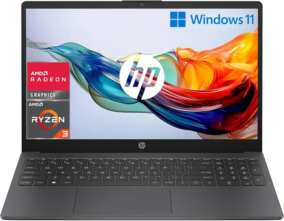 HP Laptop 15-fc0011sl, AMD Ryzen 3-7320U, RAM 8GB LPDDR5, SSD 256GB, Scheda Grafica AMD Radeon, Display 15.6” FHD SVA 250 Nits, Antiriflesso, Wi-Fi, 720p TNR Privacy Cam, Windows 11, Grigio lavagna