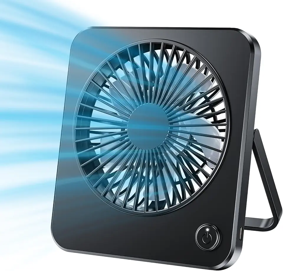 JATEKA Mini ventilatore USB, ventilatore da scrivania molto silenzioso con 3 potenti velocità, ventilatore da tavolo con cavo da 1,2 m per ufficio, camera da letto, soggiorno, campeggio - Nero