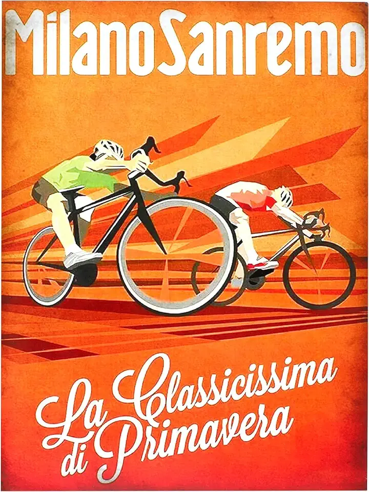 KUSTOM ART Poster da Parete Serie Eventi Sportivi (La Classica Ciclistica Milano-San Remo Sanremo) Stampa Artistica su Carta Patinata 40x30 cm Senza Cornice.