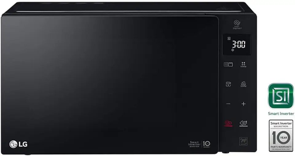 LG MH6535GIB Forno Microonde Smart Inverter con Grill al Quarzo, 25 Litri, 1150 W, Programmi Automatici, 5 Livelli di Potenza Regolabili - Nero Fumè