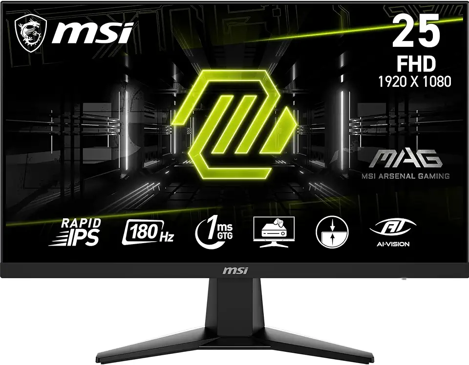MSI MAG 256F Monitor Gaming 24,5" FHD - Pannello IPS Rapid (1920 x 1080), 180 Hz / 1ms GtG, 127% sRGB, Design senza cornice, HDR Ready - DisplayPort 1.2a, HDMI™ CEC, Nero
