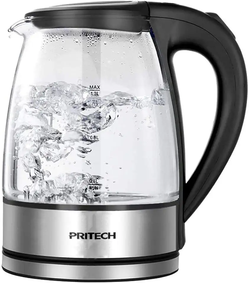 PRITECH - Bollitore dell' Acqua Compatto 1,2 litro di capacità, Privo di BPA e Ultra Silenzioso. Fino a 2200 W di Potenza e Sistema di Protezione Contro la ebullición a Secco.