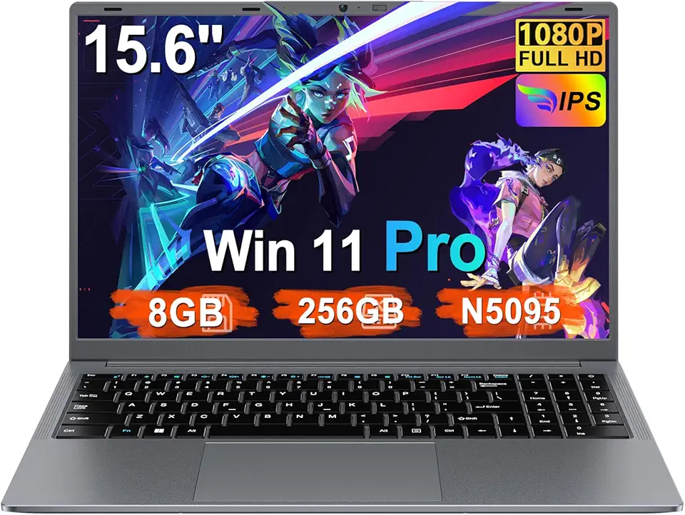 Pc Portatile 15.6 Pollici Celeron N5095 Upto 2,9 GHz Win11 Pro Laptop 8GB RAM 256GB SSD TF 1TB LPDDR4 5G WiFi 1920*1080 FHD USB 3.0 Widevine L1 Computer Portatile Con il Topo Film Italiano - Grigio