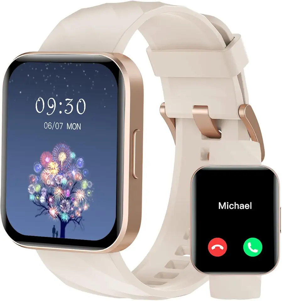 RUIMEN Smartwatch Uomo Donna Chiamate e Whatsapp Smart Watch Contapassi Cardiofrequenzimetro da polso Saturimetro Orologio Smart Fitness Sportivo Impermeabile per Android iOS Galassia Global Recycled Standard ClimatePartner certified