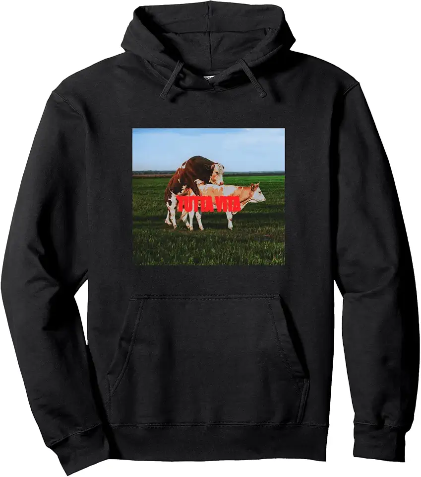 SONY MUSIC Olly - Tutta Vita Felpa con Cappuccio Nero Unisex Adulto S M OEKO-TEX STANDARD 100