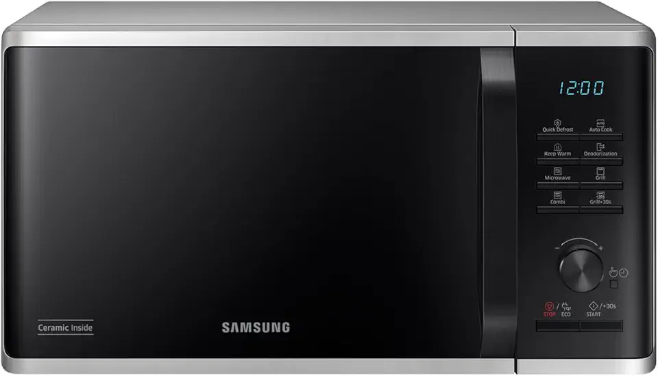 Samsung Forno a Microonde Grill Cottura Croccante MG23K3515CSE1 con Piatto Doratore incluso, Programmi Automatici, Quick Defrost, Capacità: 23L, Colore: Silver, LxAxP: 48,9 x 27,5 x 39,2 cm