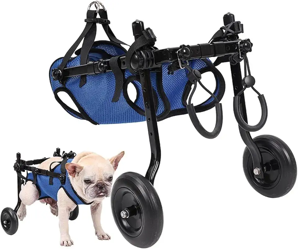 Sedia a rotelle leggera cane, gamba posteriore regolabile carrozzo per animali domestici, cane a rotelle mobile carrozzo di assistenza per disabili feriti 5-8kg cuccioli