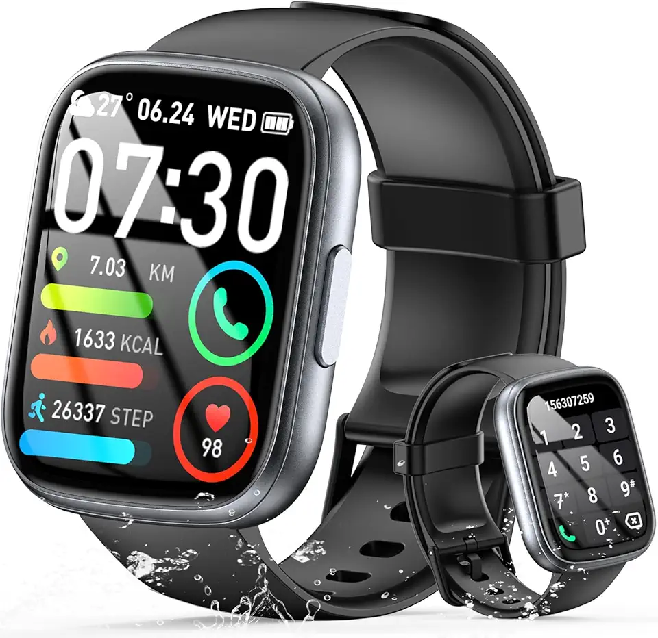 Smartwatch Uomo Donna Chiamate Bluetooth, Orologio Smart Watch con Display LCD 1.95", Contapassi/Sonno/Cardiofrequenzimetro, Impermeabil IP68 112 modalità Fitness, Fitness Tracker per Android iOS