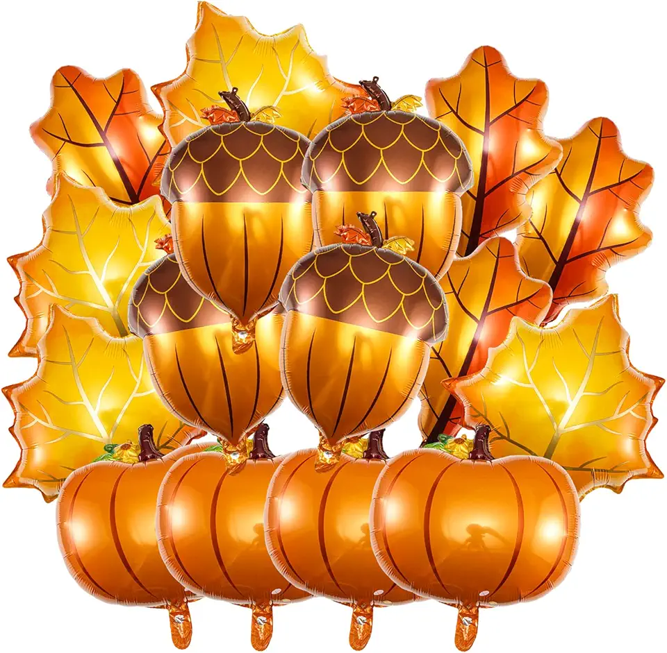 16 Pezzi Palloncini Autunno Ringraziamento Palloncini in Foil, Zucca Ghianda Foglia d'Acero per Autunno Ringraziamento Decorazioni Autunno Raccolto Compleanno Nozze Forniture di Partito