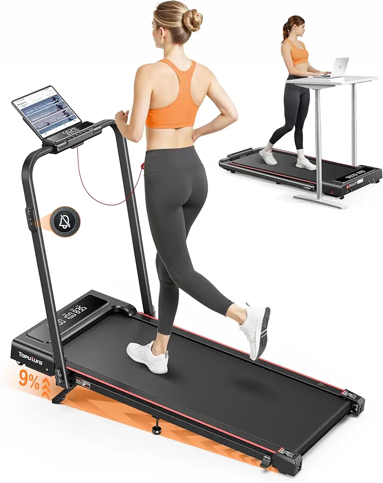 4 in 1 Tapis Roulant Elettrico Pieghevole, 12 km/h Tapis Roulant con Inclinazione, App, Telecomando e Doppio Display LED, Design Salvaspazio per Casa e Ufficio, Nessuna Installazione Richiesta