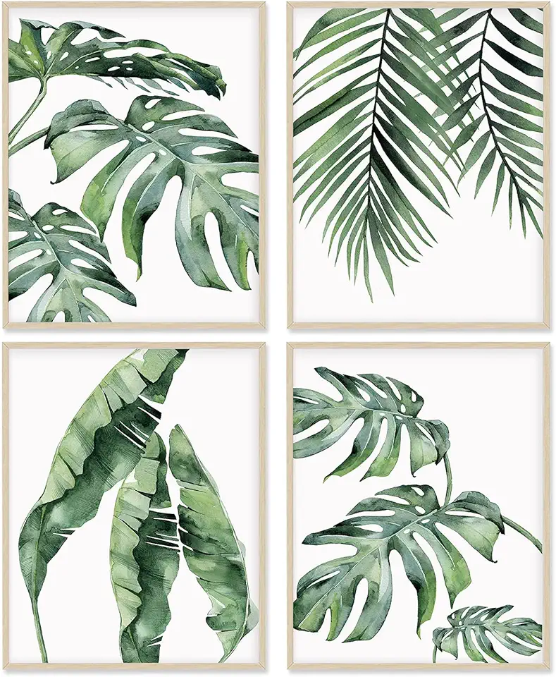 A ART·ZONE Stampa botanica Poster Decorazione della parete per soggiorno, 8x10 Pollici Poster Poster Unframed Set di 4, Boho Poster da parete Piante Poster Estetico