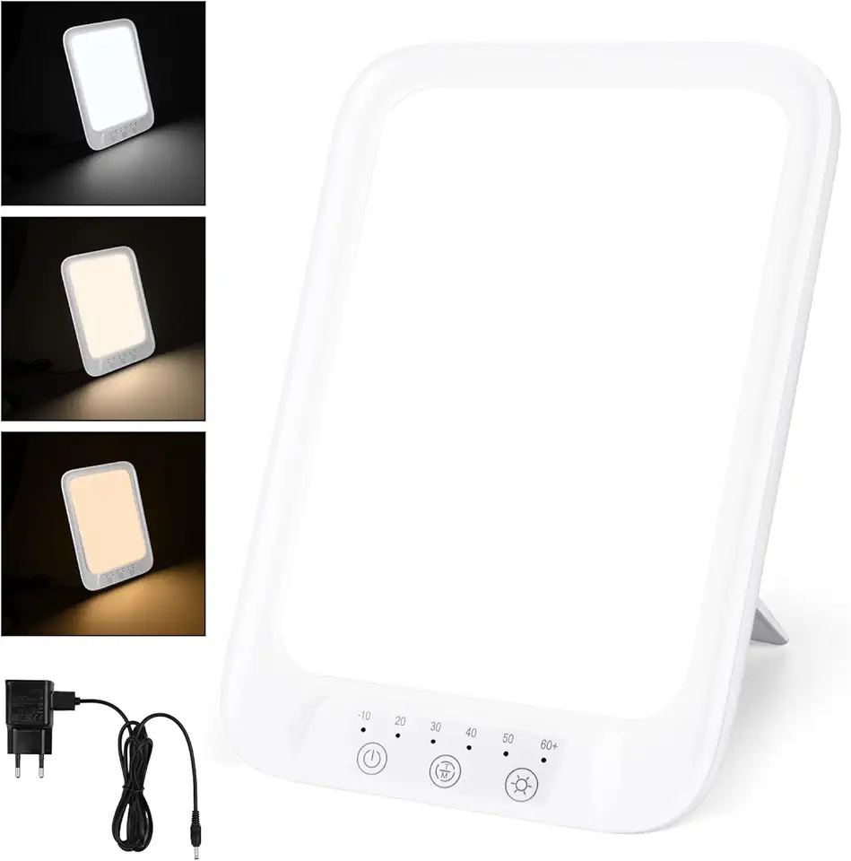 AOGOE Lampada per Terapia Della, 16000 Lux Lampada SAD，Regolabile Lampada di Luce Diurna Uv-Free, con 3 Temperature di Colore, 6 Timer e 10 Livelli di Luminosità, Funzione di Memoria, Tecnologia LED