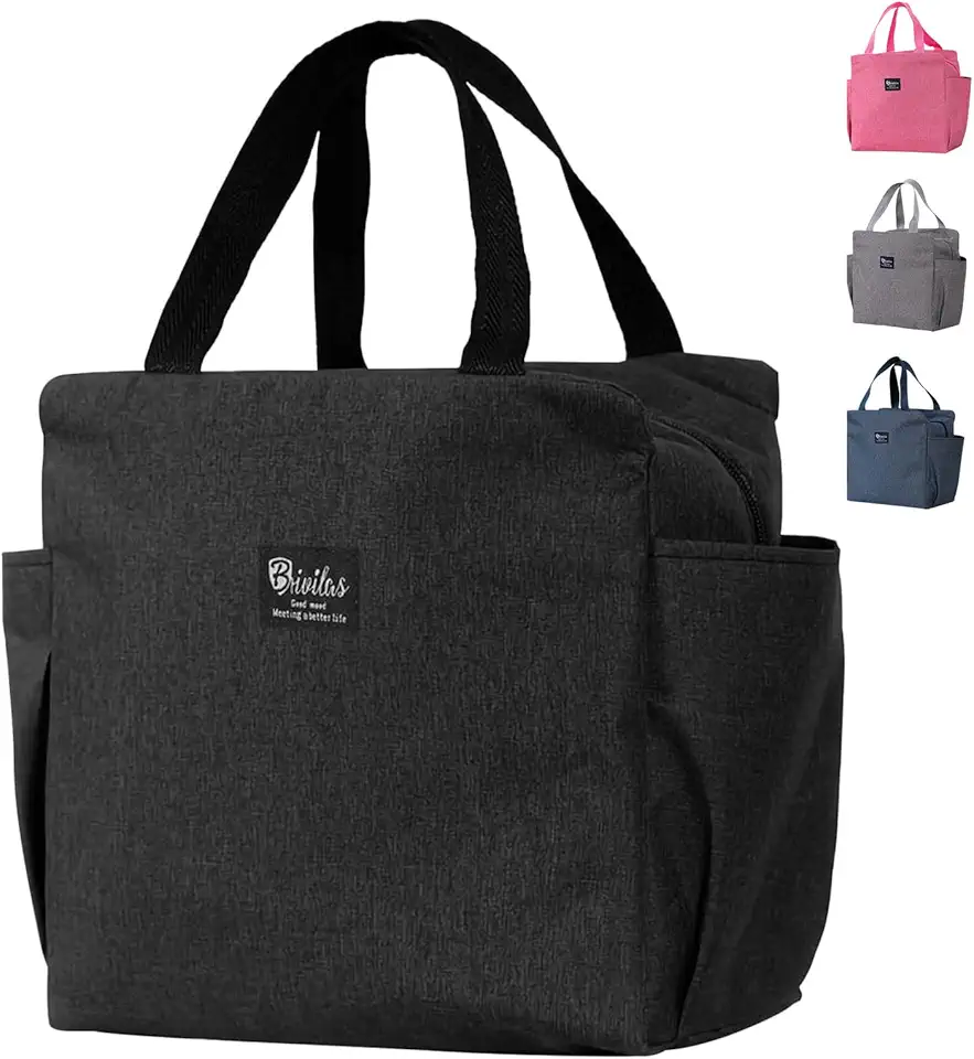 Aiuuee Borsa Frigo 9L, Borsa Termica Porta Pranzo，Borse Frigo Impermeabile, Borse Termiche Pieghevole, Borsetta Termica, Borsa Pranzo Portatile per Scuola Ufficio Lavoro Viaggio Picnic (Nero)