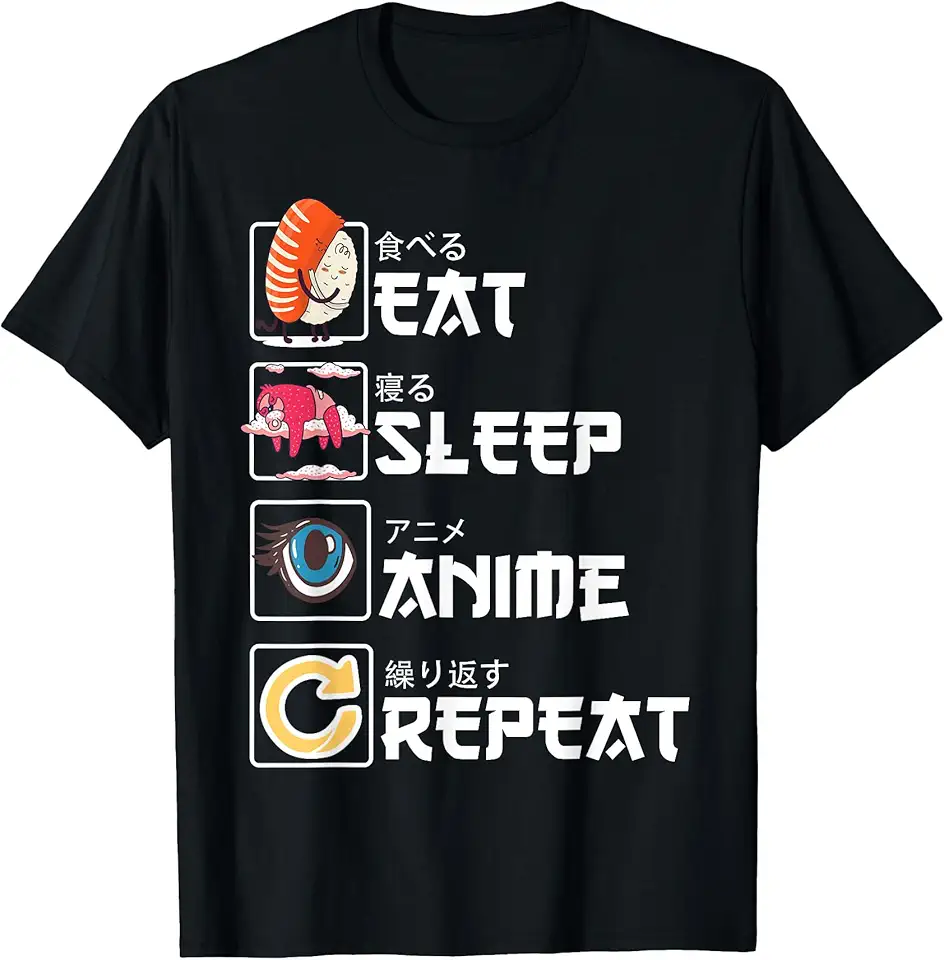Anime Manga Kawaii Regalo Giapponesi Manga Kawaiano Giapponese - Cute Eat Sleep Anime Repeat Maglietta OEKO-TEX STANDARD 100
