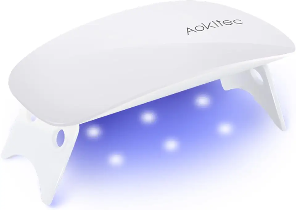 Aokitec Mini lampada per unghie portatile UV a forma di topo, lampada per unghie in gel tascabile con USB per tutti gli smalti gel, asciugatrice con 2 timer