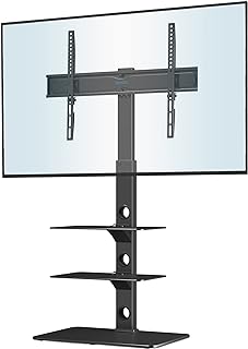 BONTEC Supporto TV da pavimento con 3 ripiani vetro 30-70