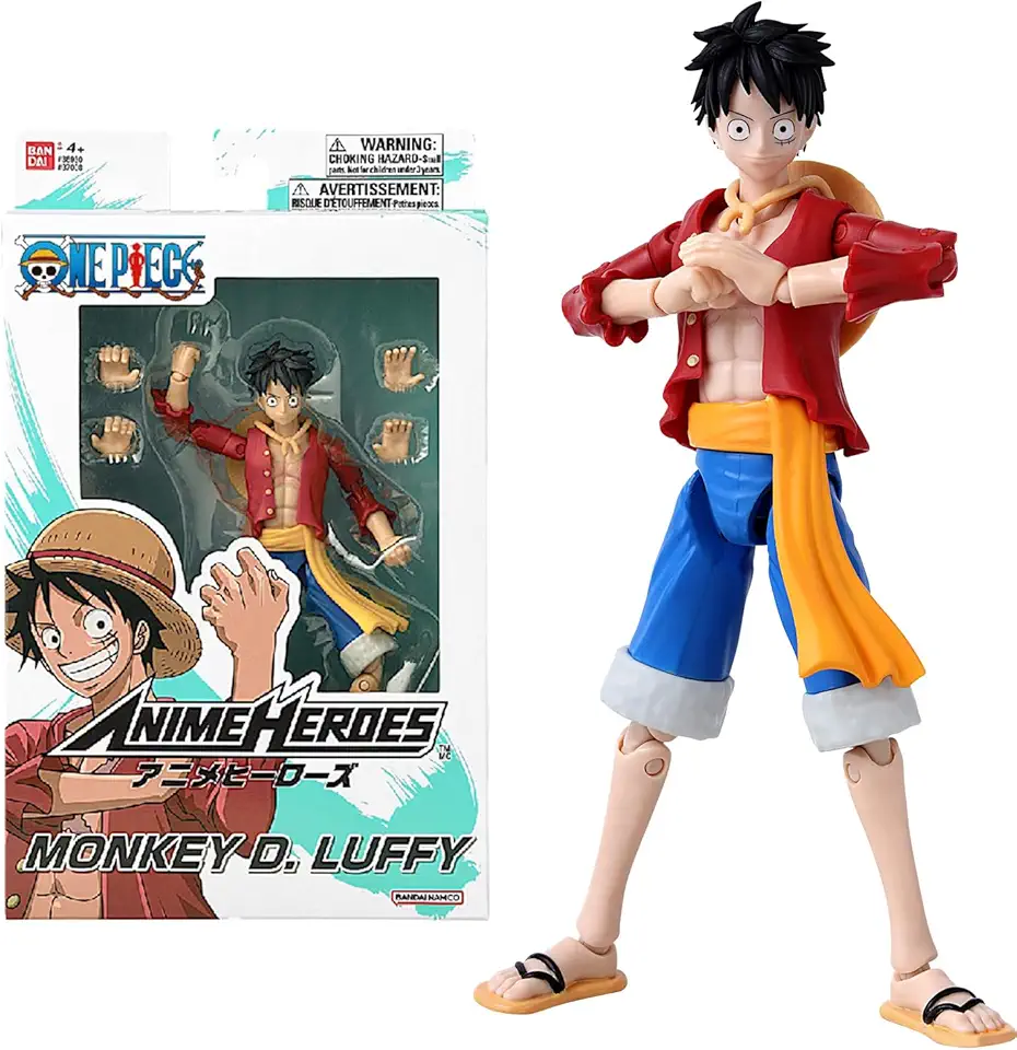 Bandai - Anime Heroes - One Piece - Figura Anime Heroes da 17 cm - Rufy - Monkey D. Luffy - Licenza ufficiale One Piece - Figura articolata di Rufy - Giocattolo per bambini dai 4 anni in su - 37008