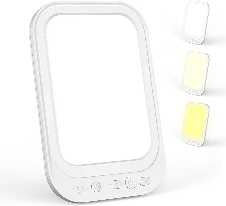 Beedove Lampada per la Terapia della Luce 10000Lux, 4 Timer e 5 Livelli di Luminosità, Pieghevole a 90° per Ufficio/Casa, Lampada Fototerapia Portatile a LED Senza Raggi UV