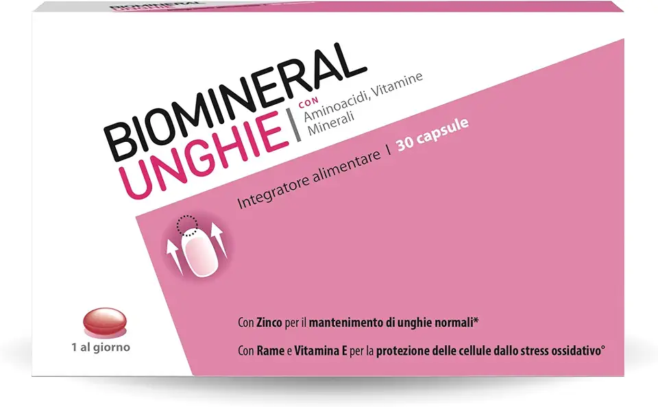 Biomineral Unghie, 30 Compresse, Integratore per Unghie più Sane e Forti con Aminoacidi, Vitamina E, Rame e Zinco