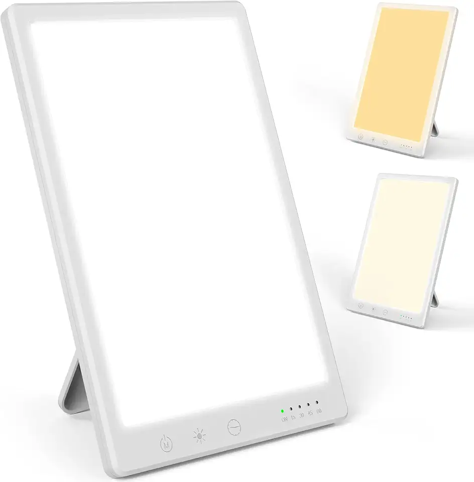Bravmate Luce diurna 10000 Lux, luce diurna con supporto regolabile a 45°, controllo touch, lampada solare senza raggi UV con 3 temperature di colore, luce diurna per il posto di lavoro o la casa