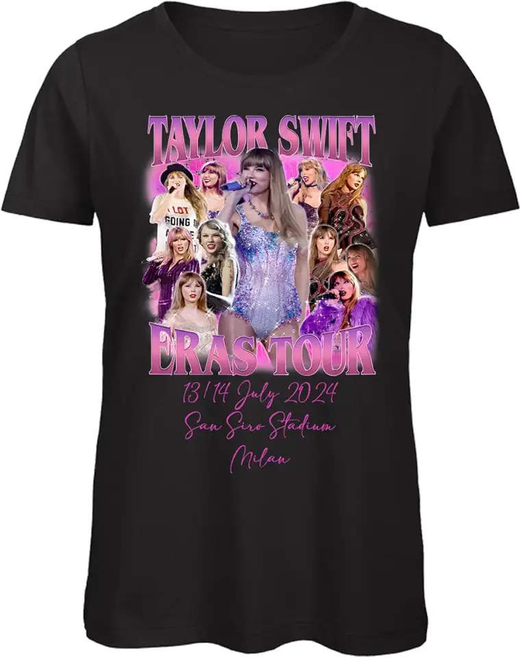 Bughyprint Tshirt Maglia Maglietta Cotone Donna Casual Girocollo Taylor Taylors Italia Italy Stadio San SIRO Stadium Tour 2024