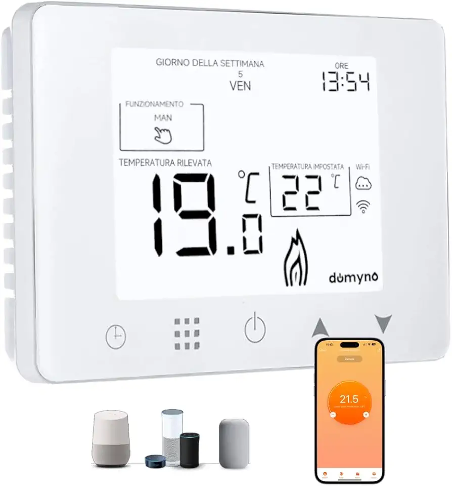 CRONOTERMOSTATO WIFI PROGRAMMABILE SMARTPHONE APP ALEXA TERMOSTATO CALDAIA DA PARETE O BOX 503 ALIMENTAZIONE 90-240 Vac