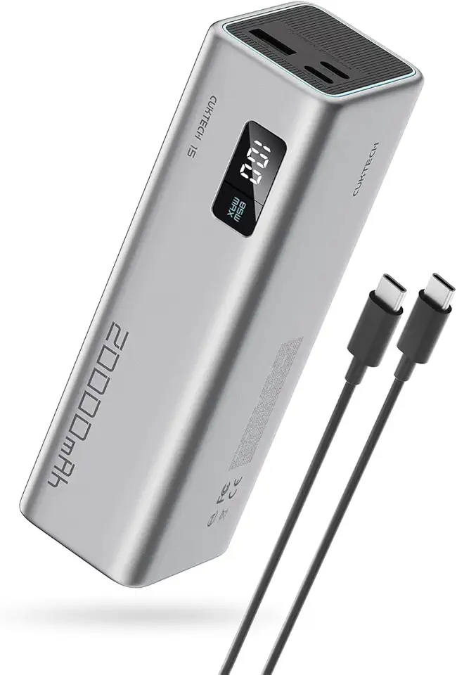 CUKTECH 65W Power Bank Ricarica Rapida, 20000mAh Portatile Batteria Esterna con 3 Porte, Display Digitale, USB C Caricatore Portatile Caricabatterie per Laptop MacBook Pro, Galaxy S23, iPhone 15 Pro
