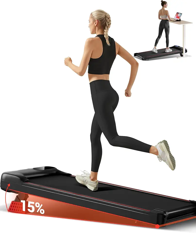 CURSOR Tapis Roulant con Inclinazione 9%/15%, Tapis Roulant Salvaspazio Elettrico 1-8KM/H, Walking Pad con Motore Silenzioso da 2,5 HP e Tripla Ammortizzazione, Max. Carico Massimo 136KG