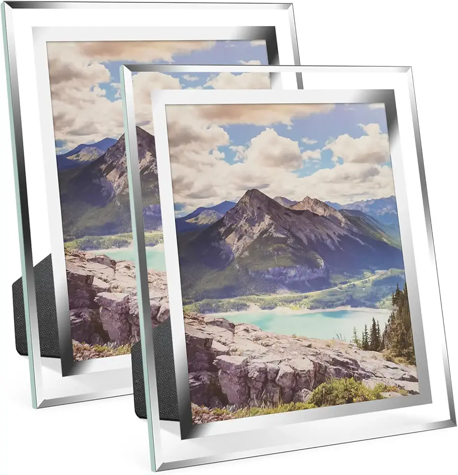Cinnani Cornice Foto 20 x 25, Cornice Trasparente set di 2, Argento in Vetro, Cornice Personalizzata Con Foto per Casa, Ufficio, Matrimonio, Regalo