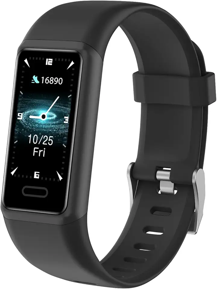 Cloudpoem Orologio Fitness Uomo Donna Bambini Contapassi da Polso Smartwatch Smartband Cardiofrequenzimetro Cronometro Conta Calorie KM Sonno Notifice Messaggi Impermeabile IP68 per Android iOS Nero
