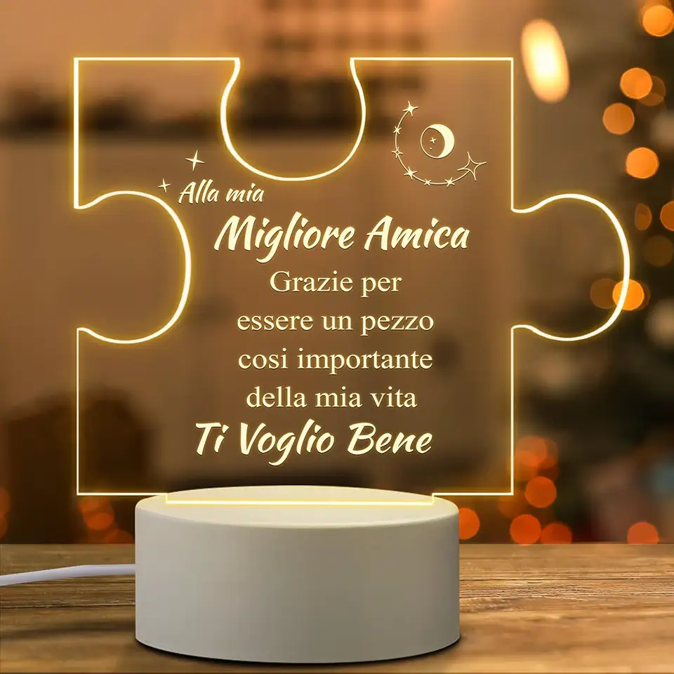 Coldbling Idee Regalo Amica Compleanno, Regali Amicizia Natale per Amiche Migliore Amica Donne Speciale Compleanno Originale Utile Lampada Luce Notturna in Acrilico Inciso