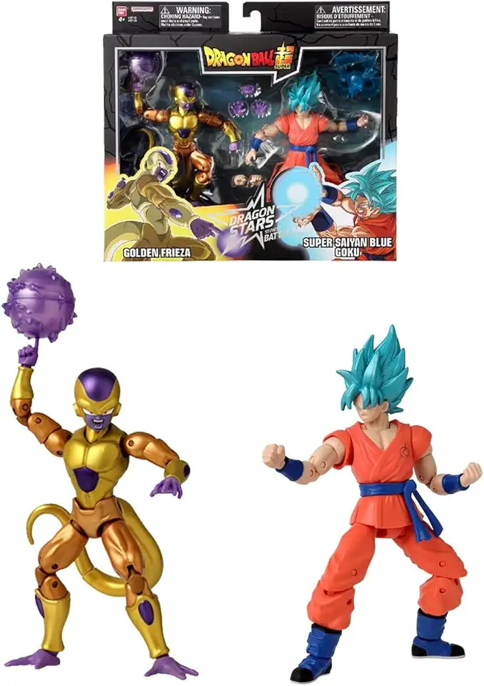 Dragon Ball Super Bandai Figure Dragon Stars 17 cm - Battle Pack - Golden Freezer vs Super Saiyan Blue Goku - Confezione da 2 Figure articolate - Giocattolo per Bambini dai 4 Anni in su - 37169