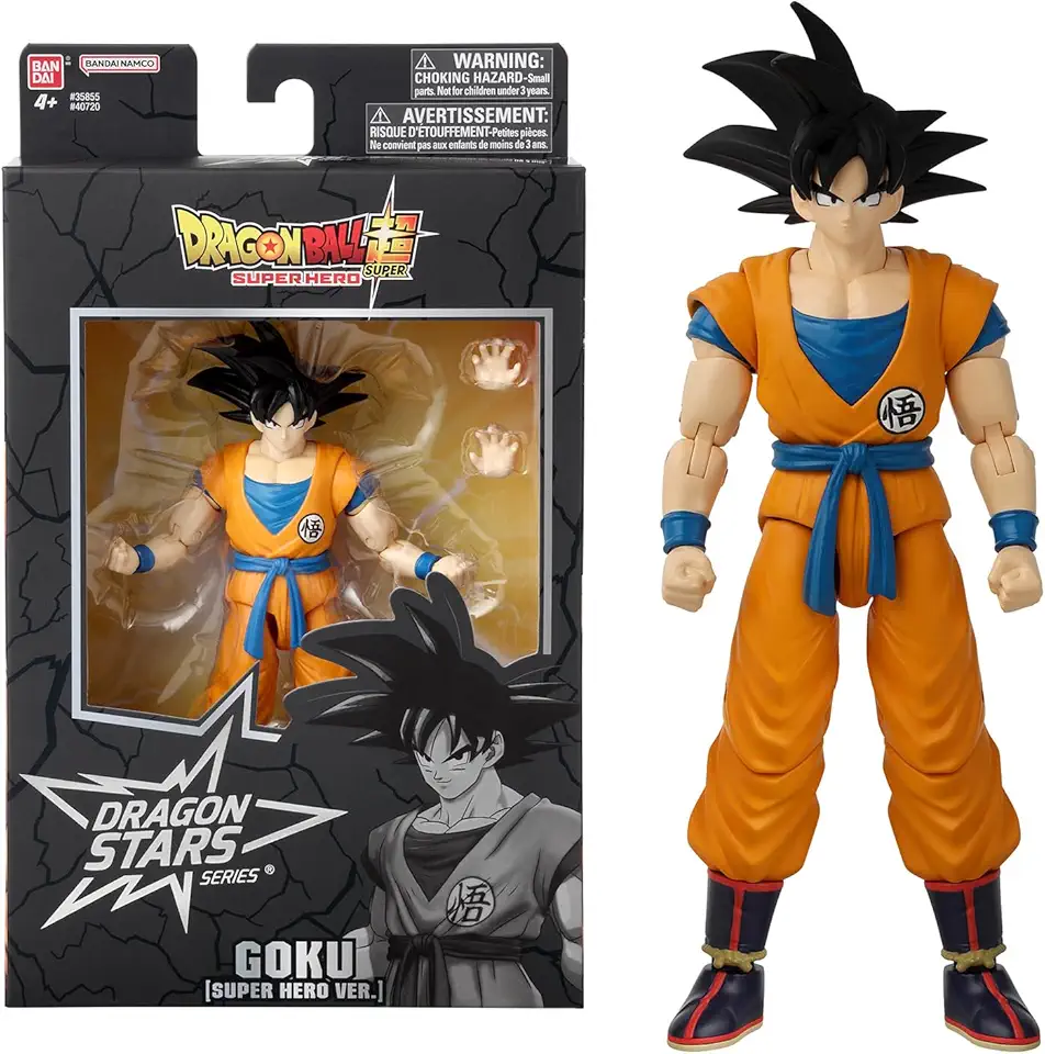 Dragon Ball Super Bandai Super Hero - Figurina Dragon Star 17 cm - Goku - Licenza ufficiale Dragon Ball - Figurina articolata Goku - Giocattolo per bambini 4 anni e + - 40720