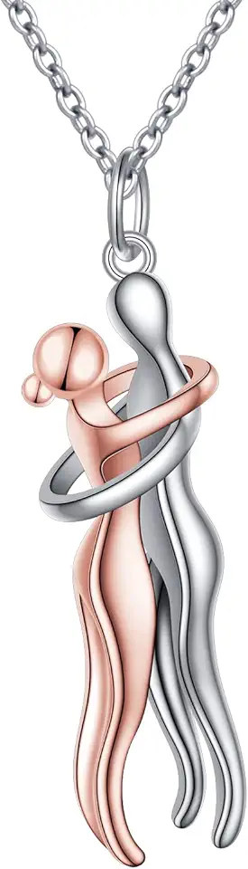 Flyow Coppia di abbracci, collana in argento Sterling 925, regalo per l'anniversario, per lui e per lei