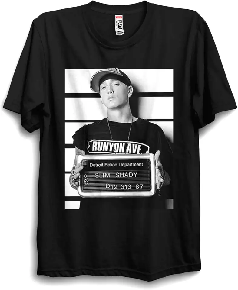 Generic Eminem, maglietta da uomo unisex slim Shady Mugshot T Shirt 100% cotone Rap Shirt D12 Musica Hip Hop Rap t-shirt unisex